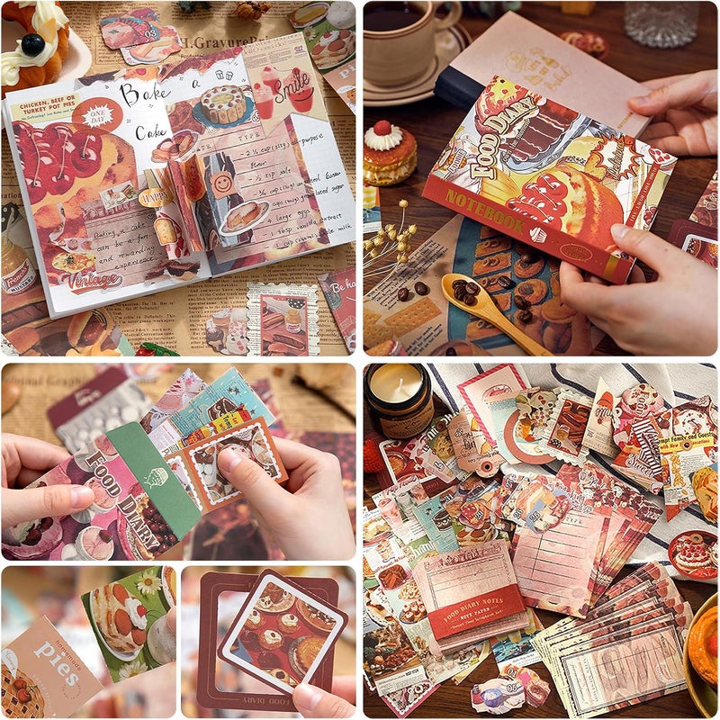 OFFIGIFT Scrapbooking Supplies Kit: Vintage Aesthetic Scrapbook Kit, Junk Journal Supplies with Scrapbook Stickers Paper, Journaling Supplies, Birthday Craft Gift for Adult, Food Diary - Image 4